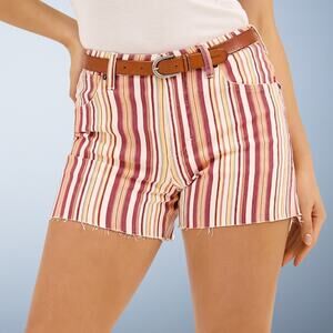 Wrangler High Rise Striped Cowboy Cutoff Denim Shorts Natalie Stripe Size 26